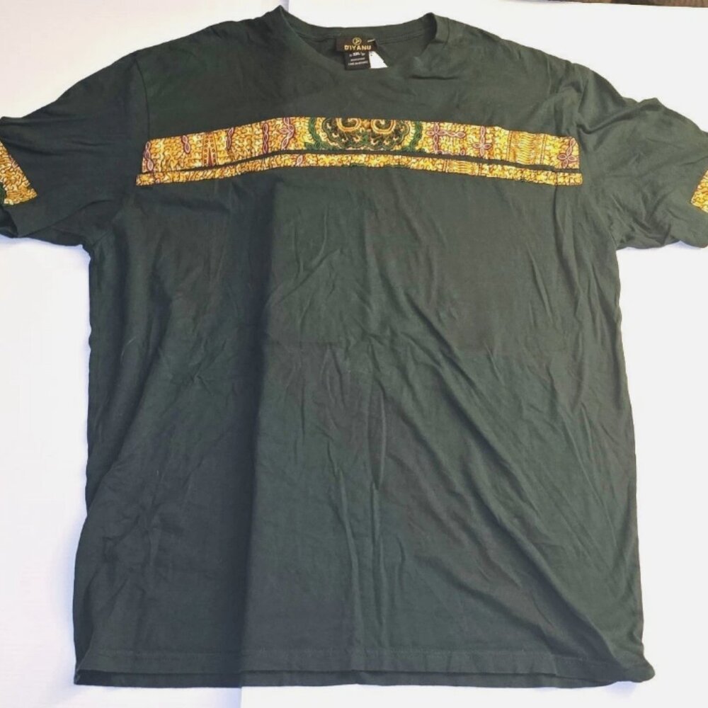 D'iyanu Authentic African Tribal Men's 2XL XXL Green with Print 0006